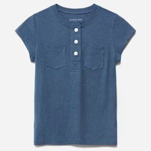 NWT Everlane ReCotton Henley T shirt Kingfisher Blue M